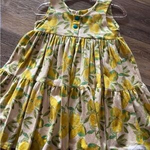 Charming Lemon Print Kids Dress